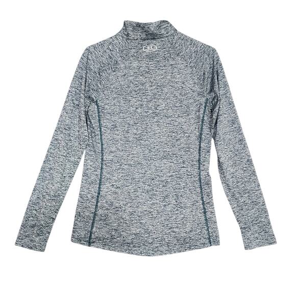 Under Armour 1/4 Zip Top Long Sleeve Heat Gear Heather Gray Loose Fit Medium - Picture 2 of 10